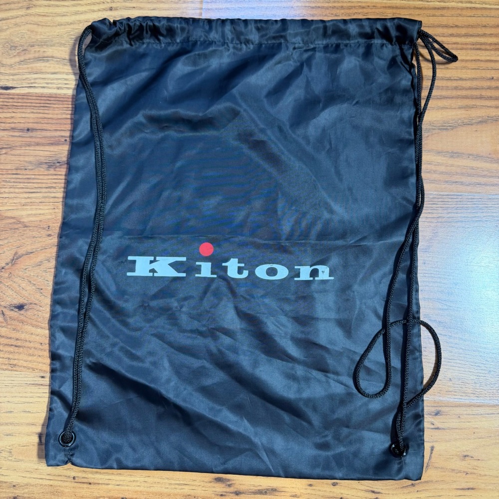 Kiton Black Drawstring Dust Bag Logo Print  Shoe Travel Storage Pouch Backpack